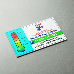 Air Conditioning Heating & Cooling Service, HVAC Magnetic Business Card