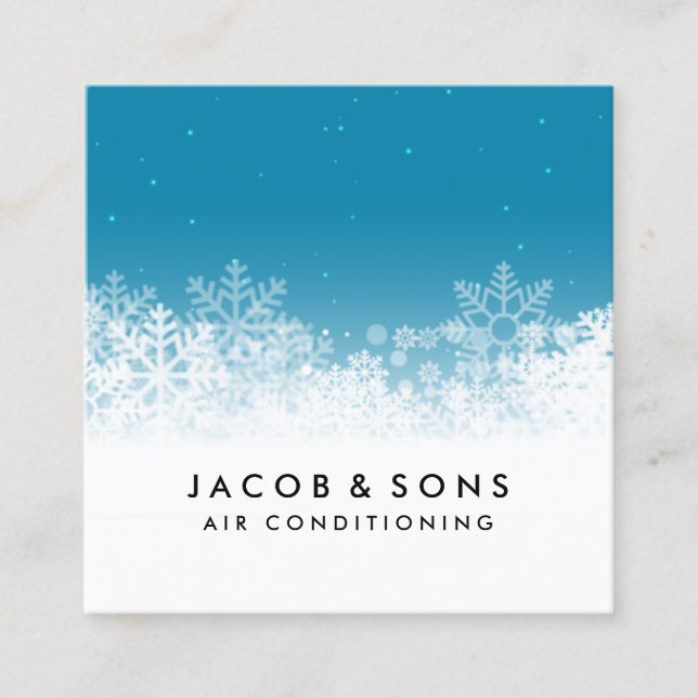 Air Conditioning Heating Cooling Snowflakes Busine Square Business Card (Front)