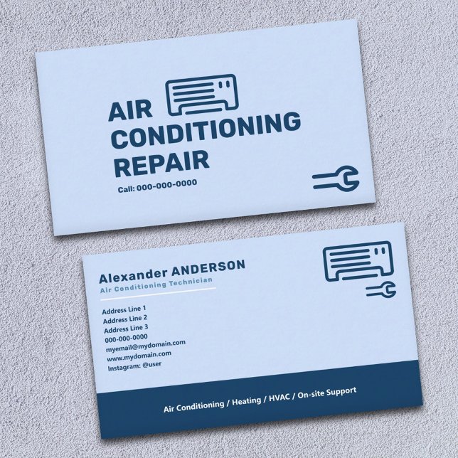 Air Conditioning Repair Services Business Card (Air Conditioning Repair Services Business Card)