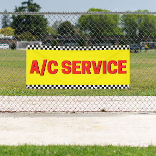 Air Conditioning Service Automotive Shop Yellow Banner