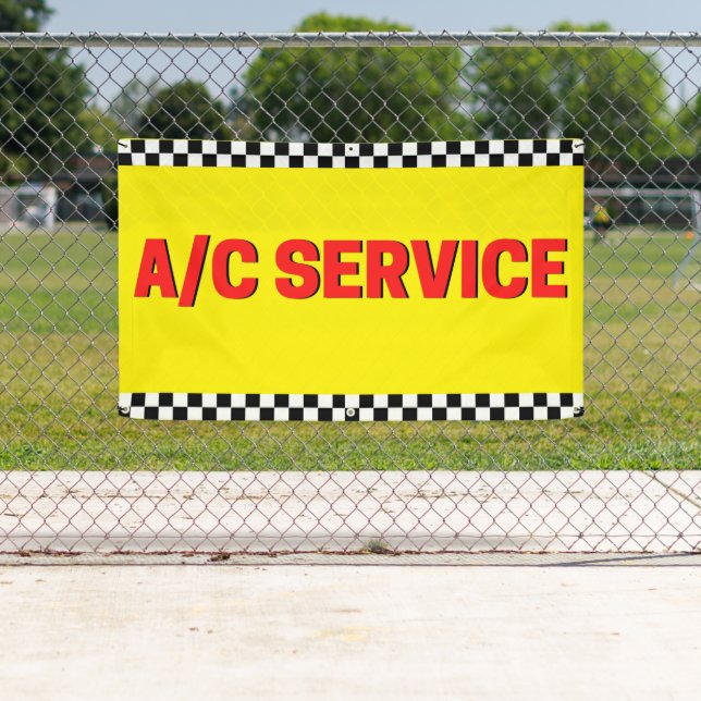 Air Conditioning Service Automotive Shop Yellow Banner (Insitu)