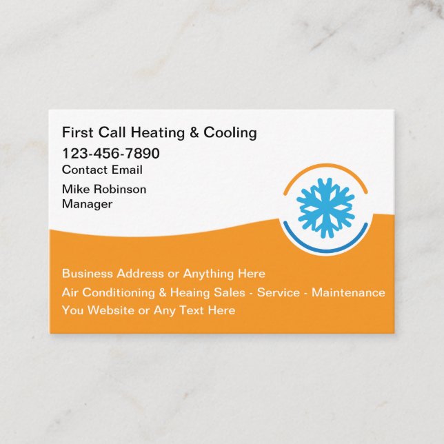 Air Conditioning Service Business Cards (Front)