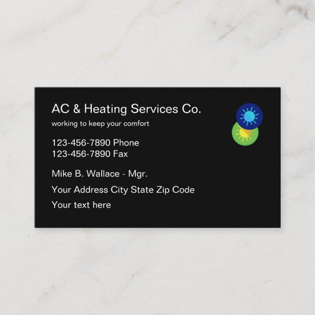 Air Conditioning Services Modern Design Business Card (Front)
