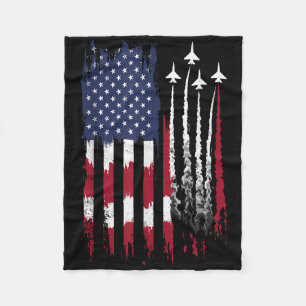 Air Force American Flag Patriotic Red White Blue 4 Fleece Blanket