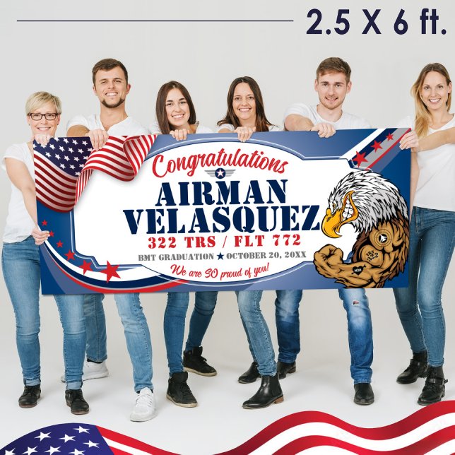 Air Force BMT Graduation 320 TRS Eagles Military Banner (2.5 x 6 ft Air Force BMT Basic Military Training Vinyl 
 Graduation Banner, 322 TRS Eagles Mascot)