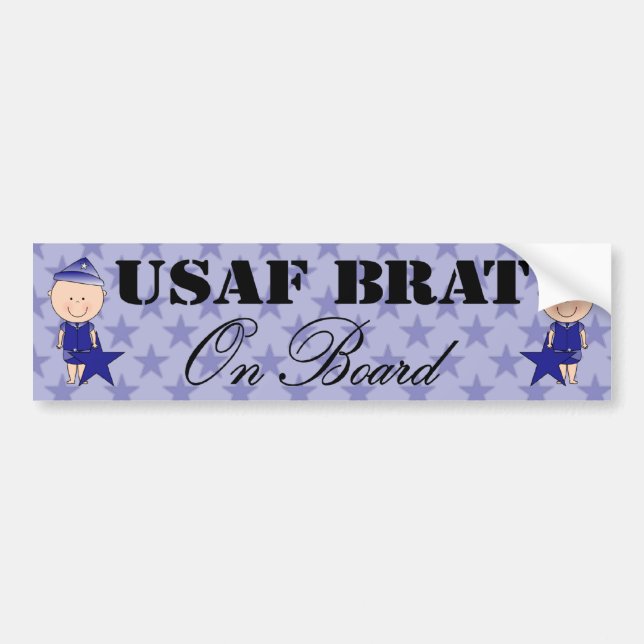 Air Force Brat On Board Boy (Light Skin) Bumper Sticker (Front)