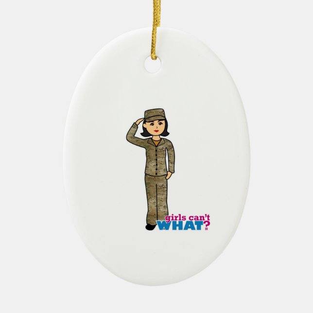 Air Force Camo Black Hair Ceramic Tree Decoration (Front)