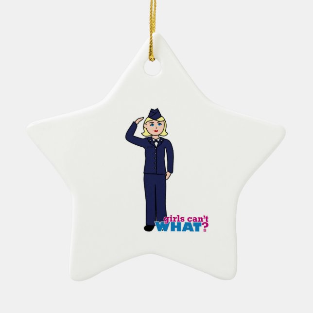 Air Force Dress Blues Light Ceramic Tree Decoration (Front)