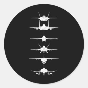 Air Force Fighter Jets F-4 F-111 F-15 F-16 F-22 F- Classic Round Sticker