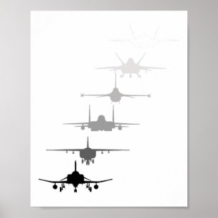 Air Force Fighter Jets F-4 F-111 F-15 F-16 F-22 F- Poster