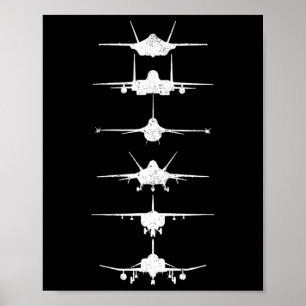 Air Force Fighter Jets F-4 F-111 F-15 F-16 F-22 F- Poster