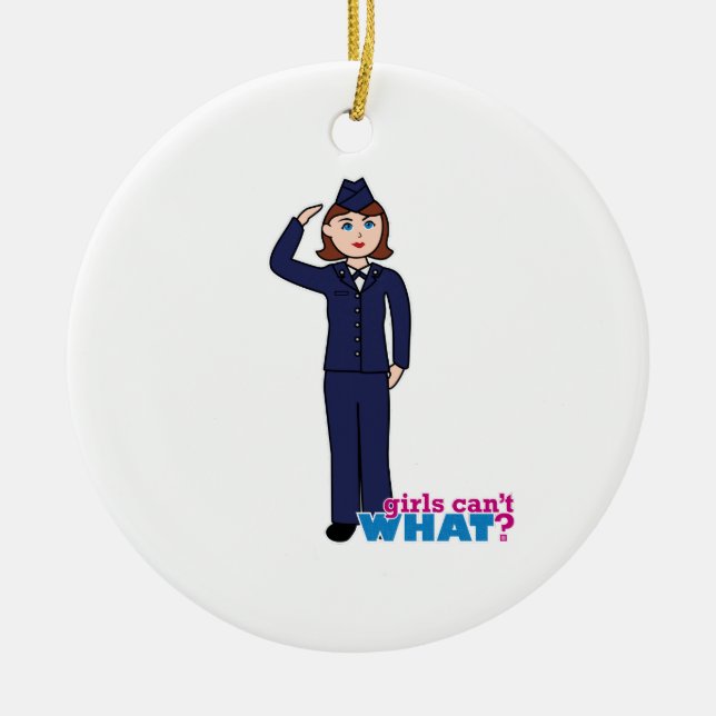 Air Force Girl Ceramic Tree Decoration (Front)