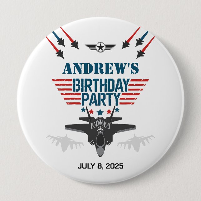 Air force jet fighter pilot Birthday 10 Cm Round Badge (Front)