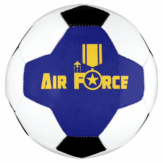 Air Force Military Star Medal Aircraft Blue Gold Football (Front)