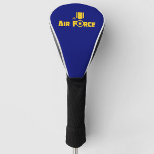 Air Force Military Star Medal Aircraft Blue Gold Golf Head Cover