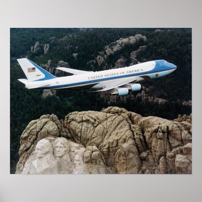 Air Force One flying over Mount Rushmore Poster (Front)