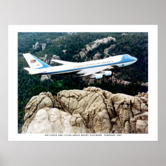 Air Force One Flying Over Mount Rushmore Poster