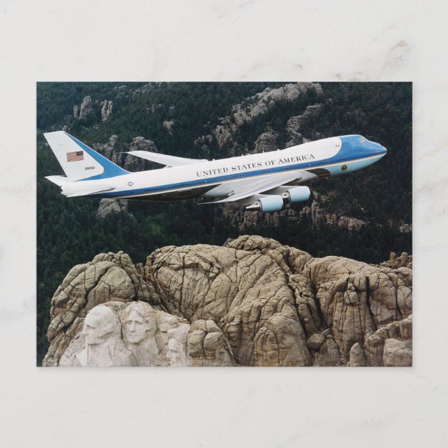 Air Force One over Mt. Rushmore Postcard (Front)