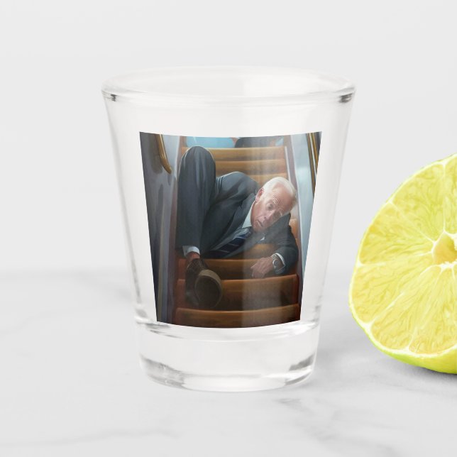 Air Force One Tumble: Joe Biden Takes a Fall   Shot Glass (Front)