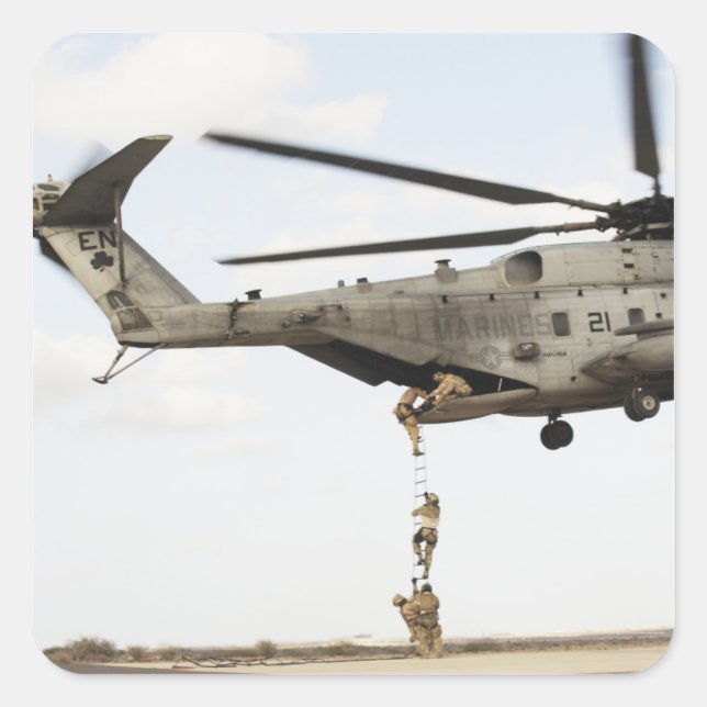 Air Force pararescuemen conduct a combat insert 4 Square Sticker (Front)