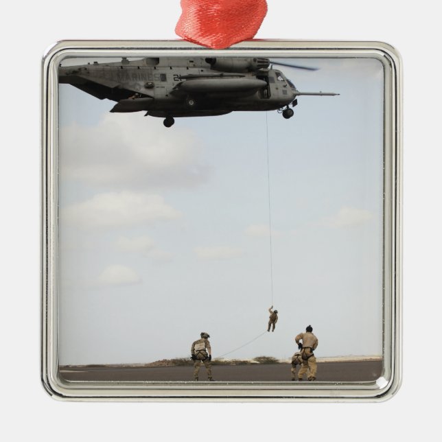 Air Force pararescuemen conduct a combat insert Metal Tree Decoration (Front)