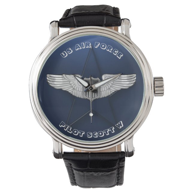 Air Force Pilot Wings Personalised Gift Watch (Front)
