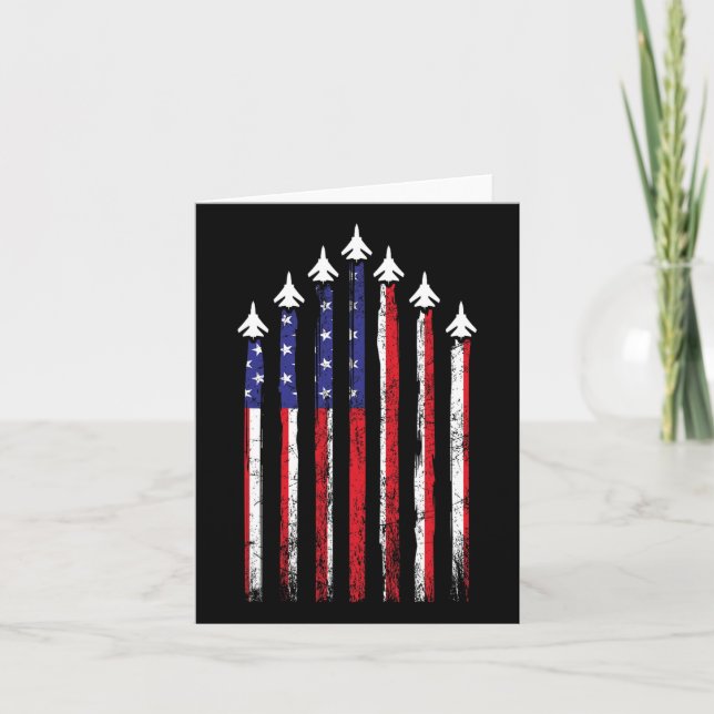 Air Force Us Veterans 4th Of July American Flag In Card (Front)