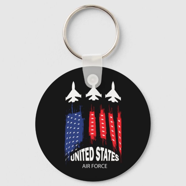 Air Force Us Veterans 4th Of July Key Ring (Front)