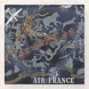 Air France : De nuit et de jour dans tous les ciel Glass Coaster