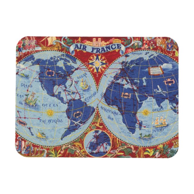 Air France Map of the World Magnet (Horizontal)