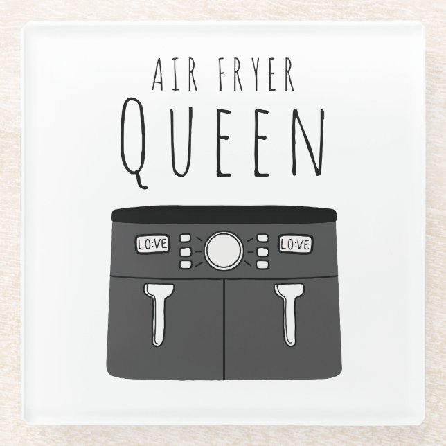 Air Fryer Queen Beverage Glass Coaster (Front)