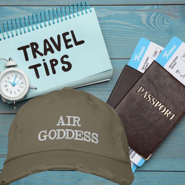 Air Goddess Typography, Wanderlust, Simple Embroidered Hat (Creator Uploaded)