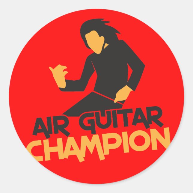 Air Guitar Champion design Classic Round Sticker (Front)