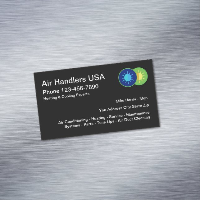 Air Heating Cooling Service Magnetic Business Card (In Situ)