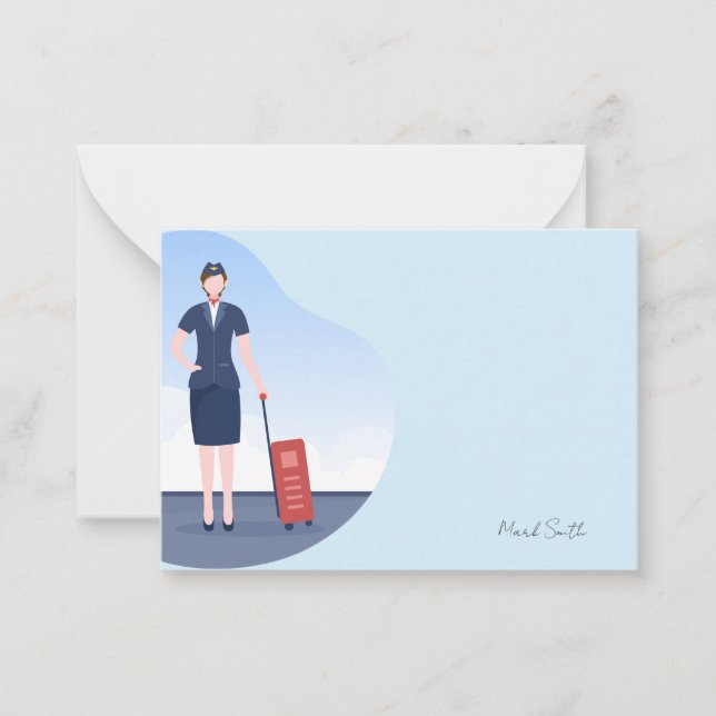Air hostess blue sky background card (Front)