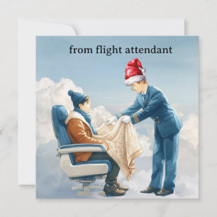 Air Hostess Flight attendance greeting Christmas Holiday Card