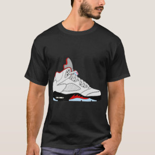 Air Jordan V (5) Fire Red Silver Tongue T-Shirt