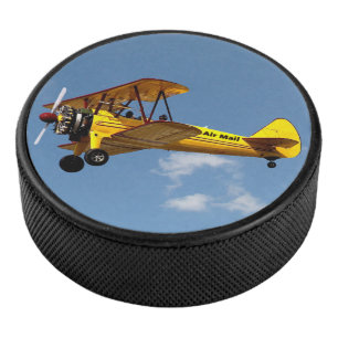 Air Mail Biplane Service Hockey Puck
