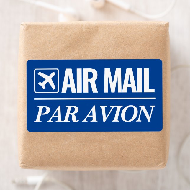 Air Mail / Par Avion big blue shipping labels (Insitu)