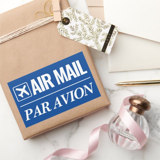 Air Mail / Par Avion big blue shipping stickers (Gifting)