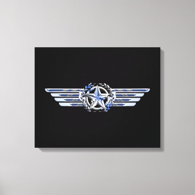 Air Pilot Chrome Like Star Wings Canvas Print (Front)