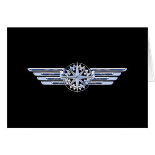 Air Pilot Chrome Like Wings Compass on Black