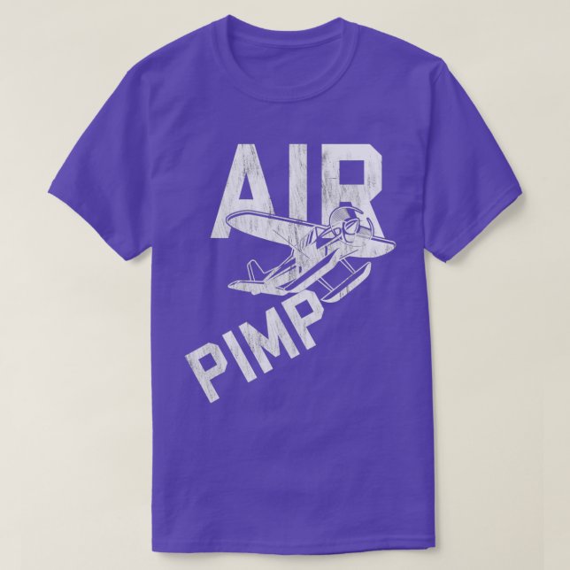 Air Pimp Pilot Funny Distressed  T-Shirt (Design Front)