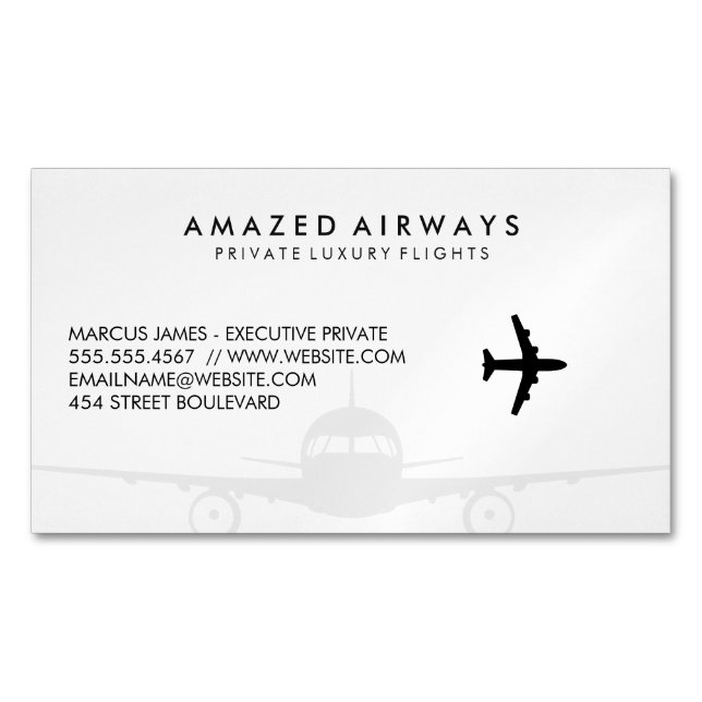 Air Plane | Flights Magnetic Business Card (Front)