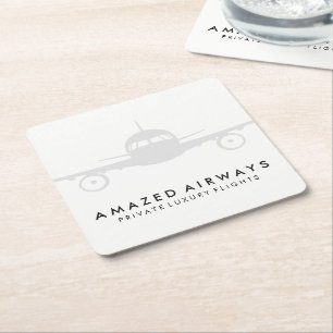 Air Plane   Flights Square Paper Coaster