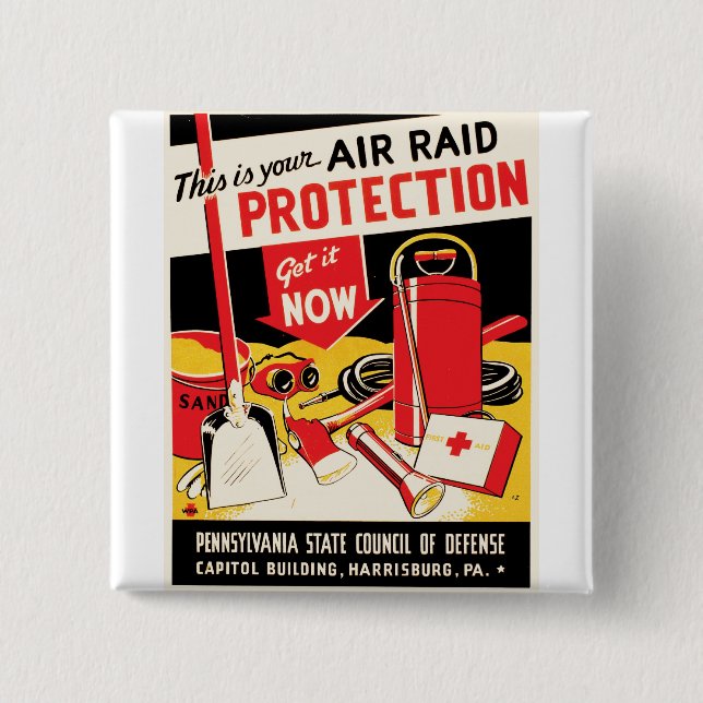 Air Raid Protection 15 Cm Square Badge (Front)