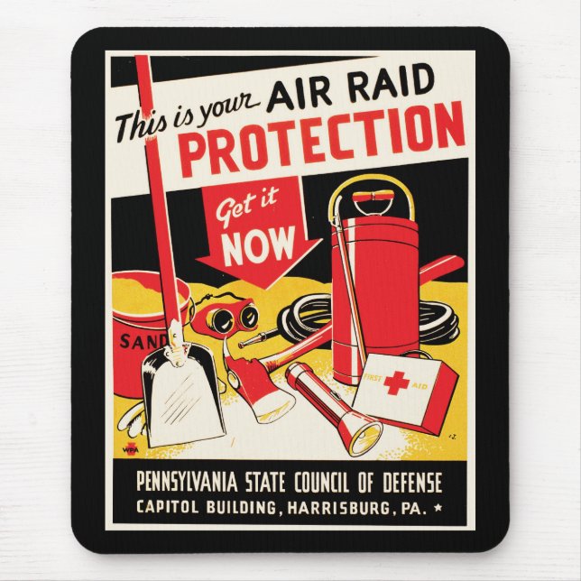 Air Raid Protection Mouse Mat (Front)