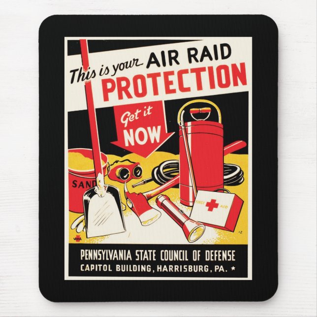 Air Raid Protection Mouse Mat (Front)