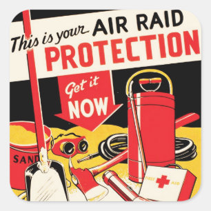 Air Raid Protection Square Sticker
