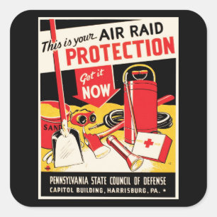 Air Raid Protection Square Sticker